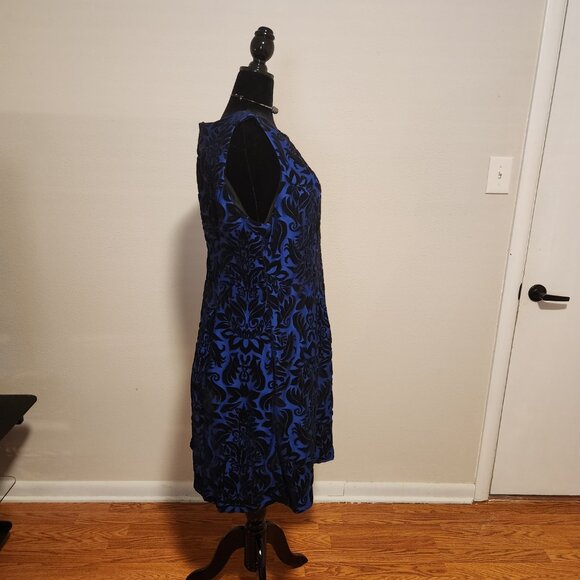 Chubby Style Blue Velvet Flocked Sleeveless Dress Plus Size 22W Pockets - Picture 2 of 5